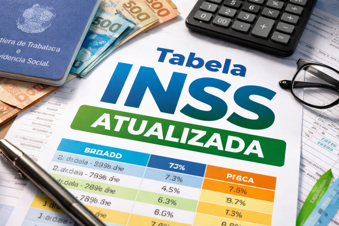 Veja a tabela INSS atualizada 2026, entenda as alíquotas, o teto do INSS e aprenda como calcular seu desconto passo a passo.