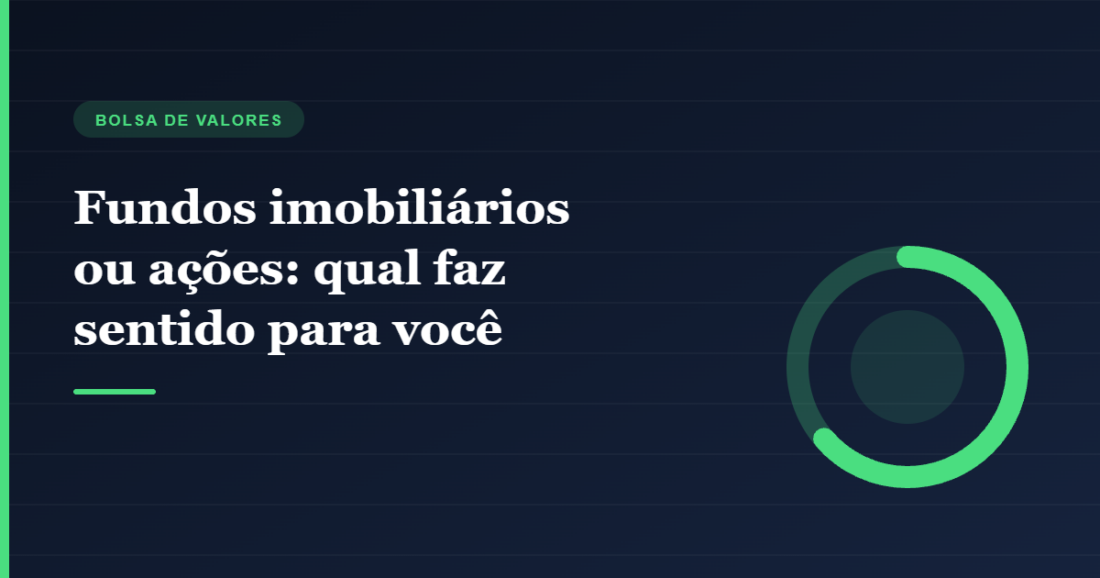 Ilustração circular comparando fundos imobiliários e ações