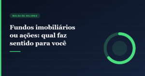 Ilustração circular comparando fundos imobiliários e ações