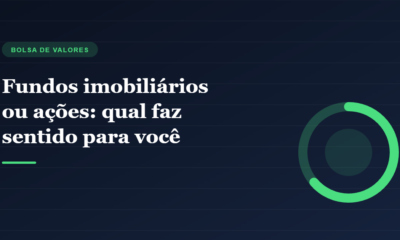 Ilustração circular comparando fundos imobiliários e ações Ilustração circular comparando fundos imobiliários e ações